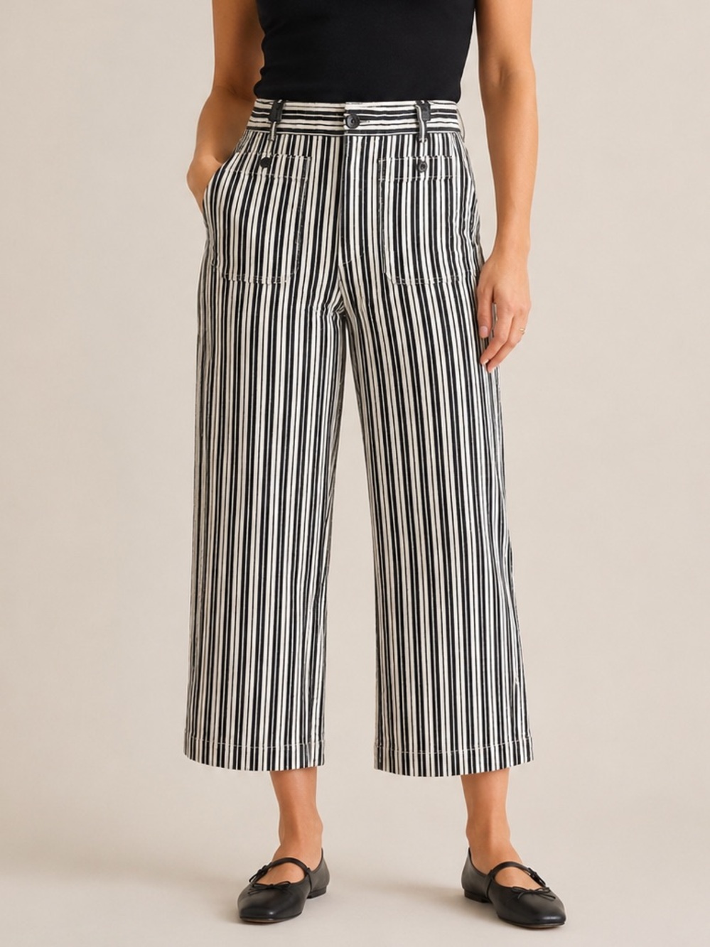 NWOT Ann Taylor LOFT The Palmer Wide Leg Striped Cropped Pants Size 12